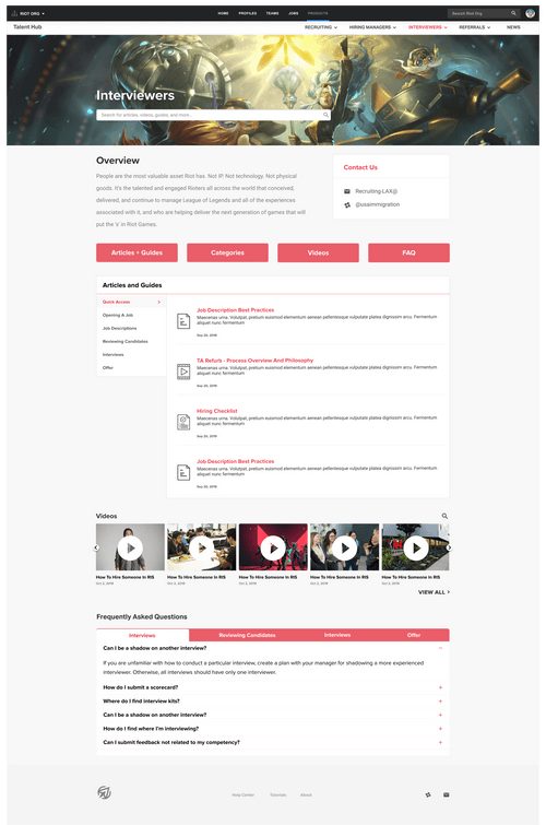 Interviewers audience page with overview, quick links, guides and videos