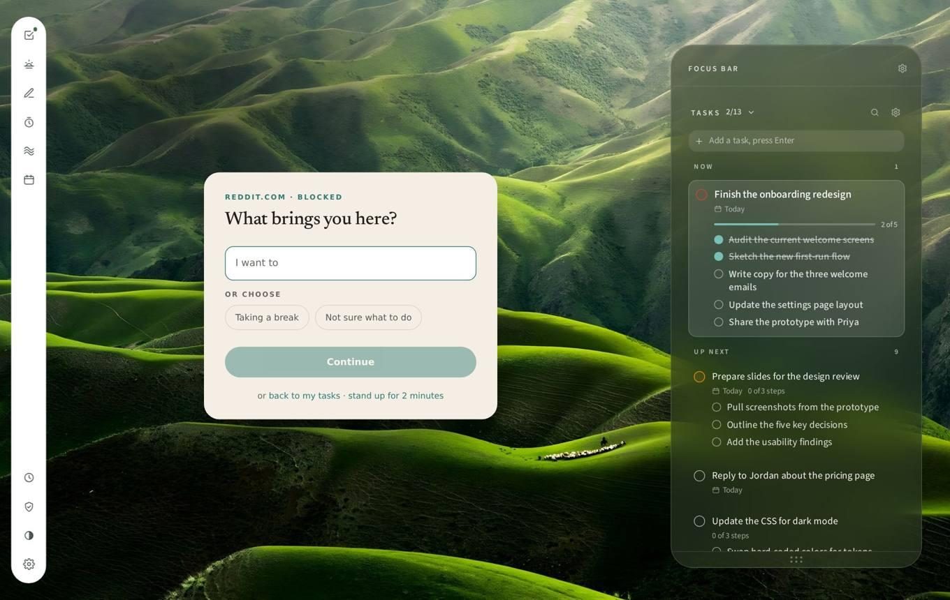 The turn-back screen over reddit.com: What brings you here, a reason box, and Continue.
